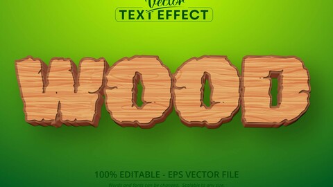 Wood text, mobile game and cartoon style editable text effect