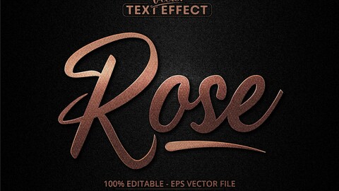 Luxury rose gold editable text effect on black canvas background