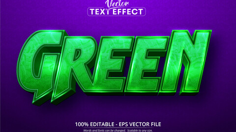 Green text, cartoon style editable text effect