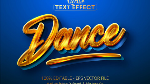 Dance text, shiny gold style editable text effect