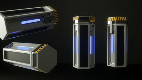 Low poly battery capsule sci fi Low-poly 3D model