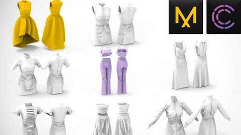 8 fashion Dresses MD / Clo3D