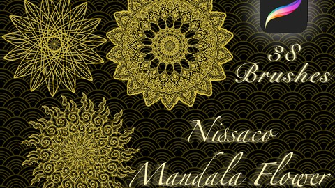 38 Brushes Flower Mandala For Procreate, Mandala Design, Procreate Stamp Brush, Ornamental Mandala, Drawing Tool, Design Tool