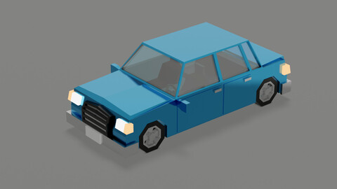 Stylized low polygon car is ready for the game