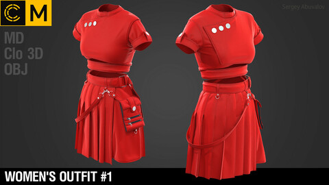 Women's outfit #1 / Marvelous Designer / Clo 3D project + obj