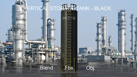 Industrial Vertical Storage Tank - Black