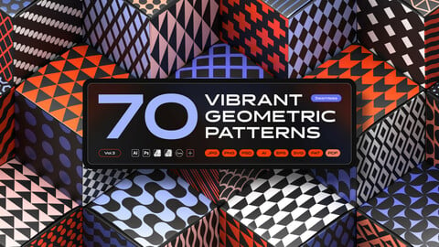 Vibrant geometric seamless patterns collection