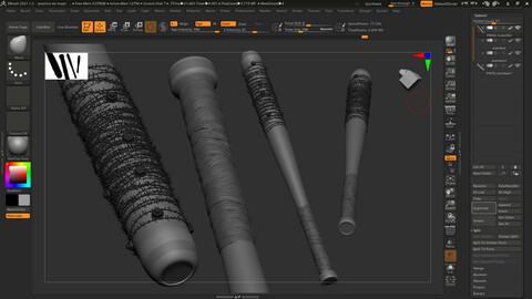 Stylized high poly baseball bat for video games