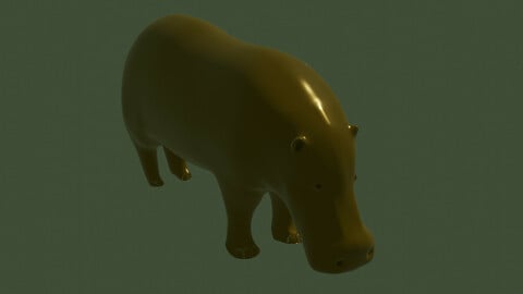 Metalic Hippopotamus Statue
