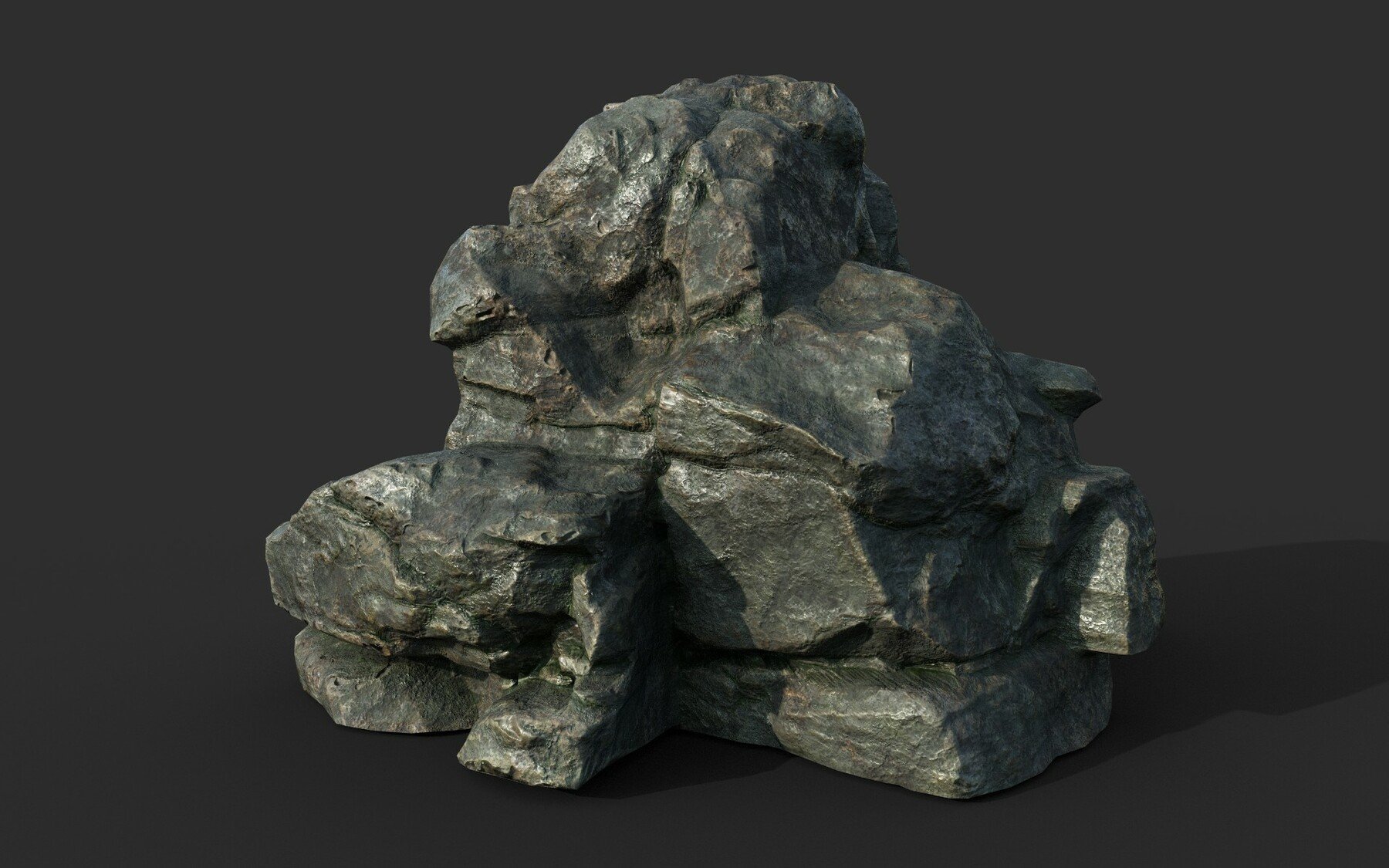 ArtStation - Low poly Cracked Rock B 210221 | Game Assets