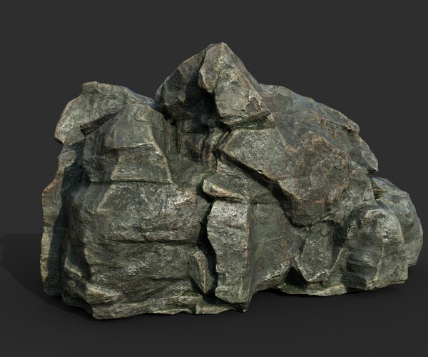 ArtStation - Low poly Cracked Rock B 210221 | Game Assets