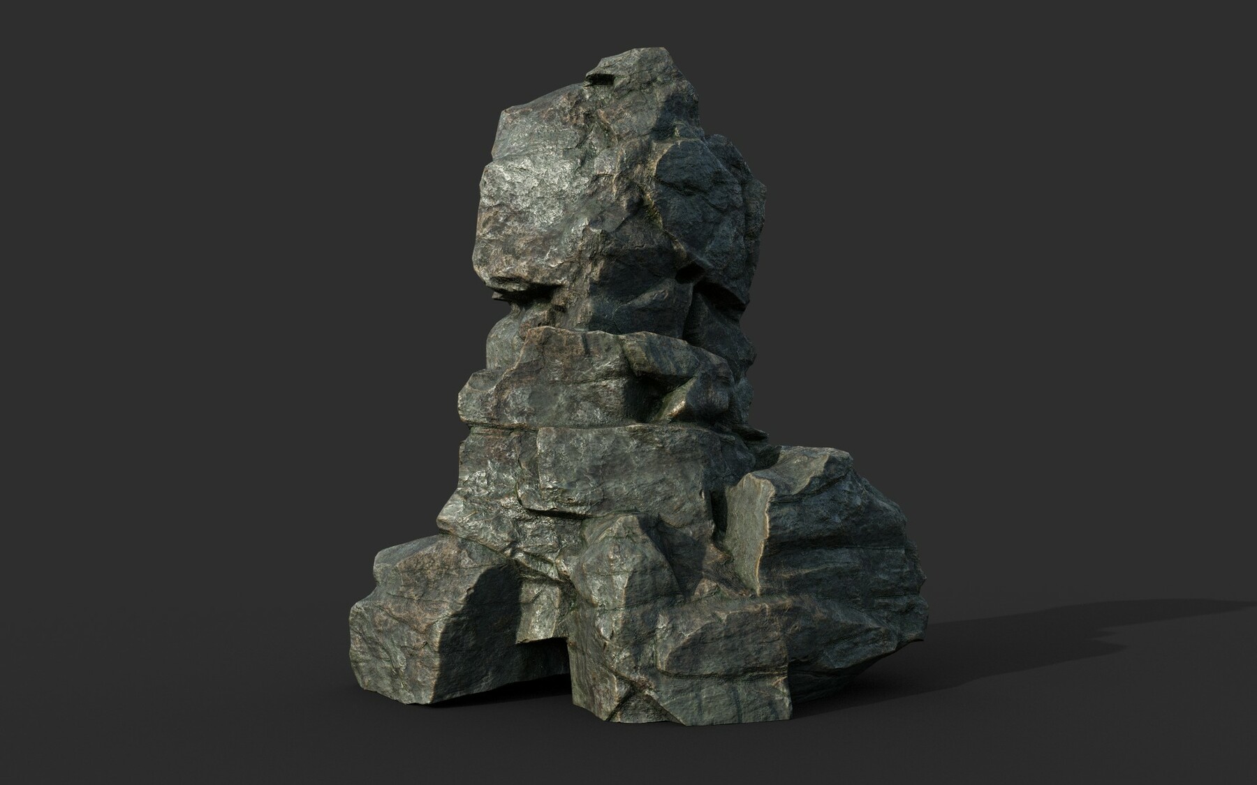 ArtStation - Low poly Cracked Rock B 210221 | Game Assets