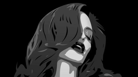 Lady charm with lush hair.