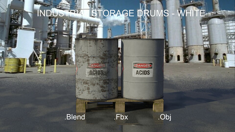 Industrial Oil Storage Drums - White