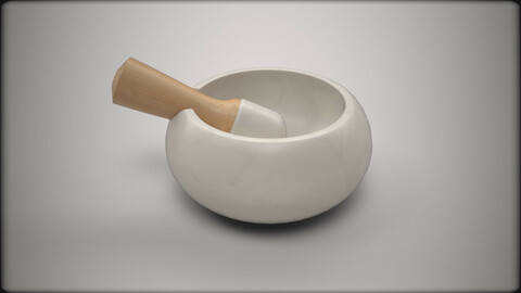 Marble mortar and pestle with cedar handle