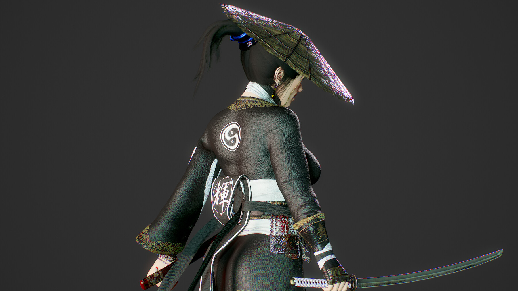 Artstation - Samurai Female - Game Ready Low-poly 3d Model 