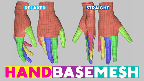 Hand base mesh topology and UV map