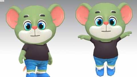 Mouse Rat Rodent Green Animated Rigged