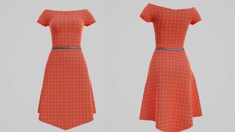 female checkered dress - 3D model