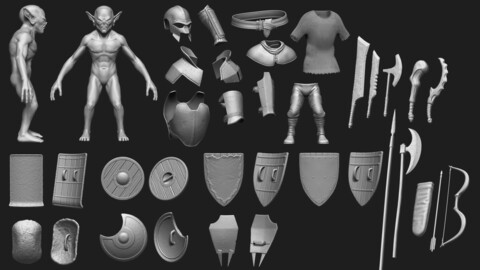 🟥High Poly Goblin Warrior Pack [29 items]
