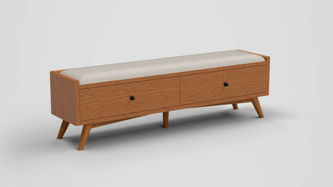 Brewton bench mahogany linen upholstered