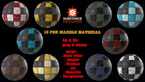 10 PBR marble tile material