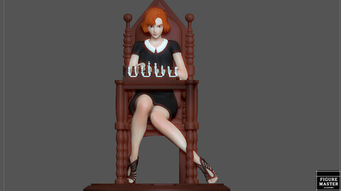 QUEENS GAMBIT ANYA TAYLOR JOY CHESS GIRL CHARACTER STATUE 3D PRINT