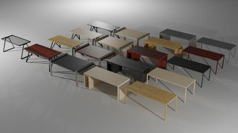 Set of Working LowPoly Tables
