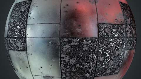 PBR - SCI FI METAL PLATES WITH TIN REMAINS 4K MATERIAL