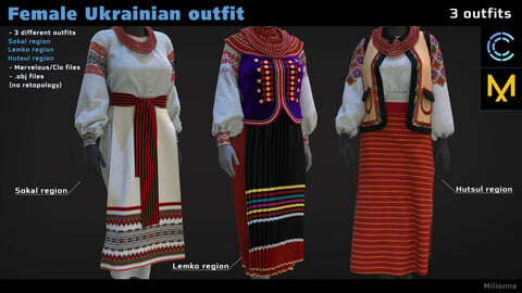 Female Ukrainian outfit - 3 different outfits