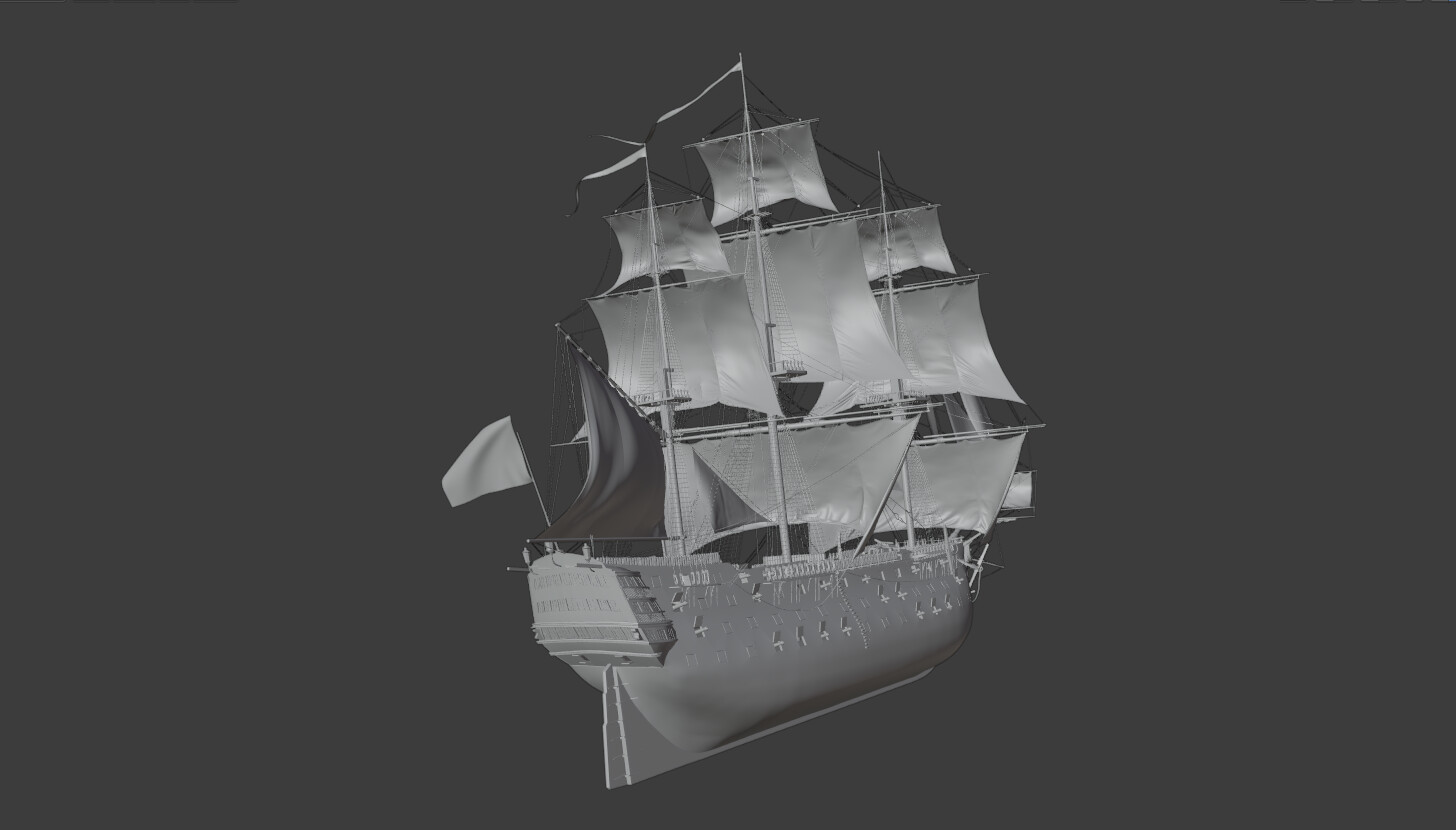 ArtStation - Spanish ship 3D asset. Sail Boat Sea | Game Assets