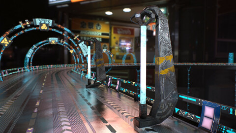 Sci Fi / Cyberpunk Street Light (Game-ready, Low-poly)