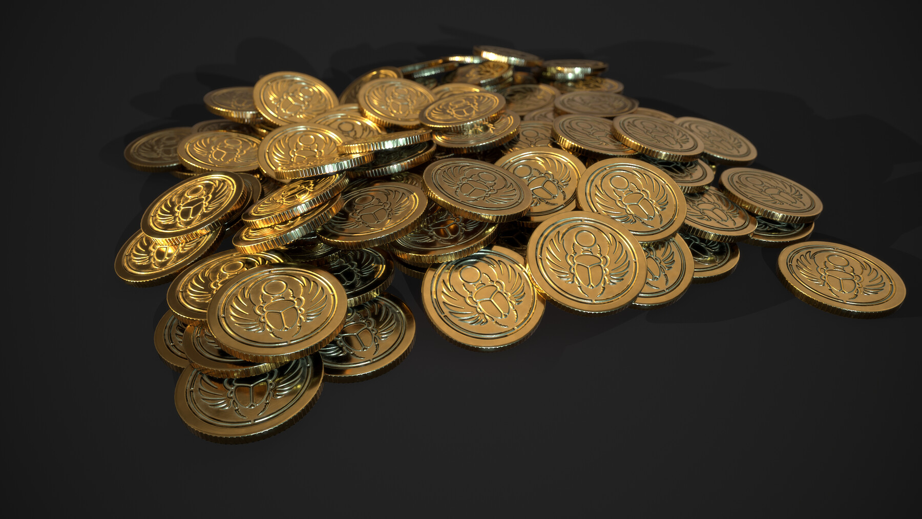 ArtStation - Gold coin- scarab design A- 3 piles, 1 stack, 1 coin ...