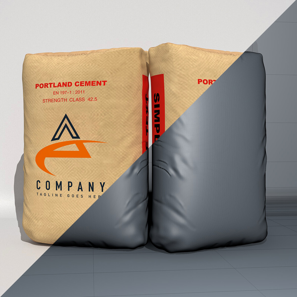 Paper Cement Bag Mockup Presentation • PSD design