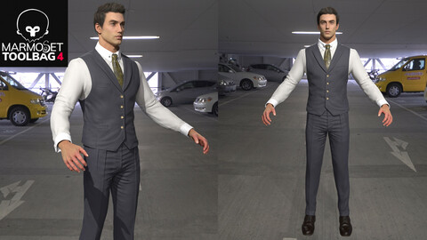 Man's working Suit Game Assets business man officer men character clothing