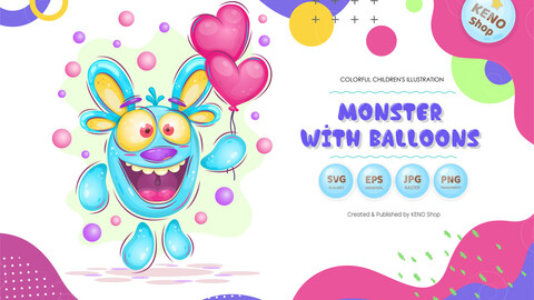 Monster with balloons