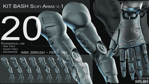 IMM 20 Scifi Arms KitBash with Uvs - Plus LP+HP) .obj/.fbx