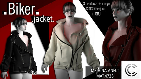 .Biker jacket. CLO3D + MD.3 products.
