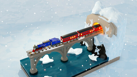 Retro train winter road