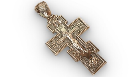 Orthodox cross with savior and saints