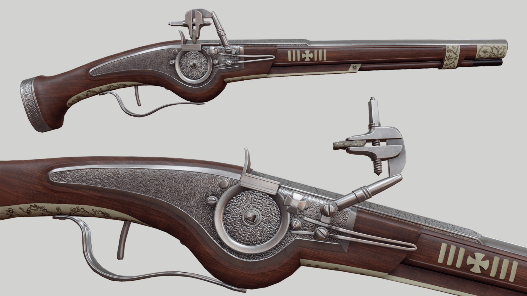 ArtStation 17th Century Wheellock Pistol Game Assets
