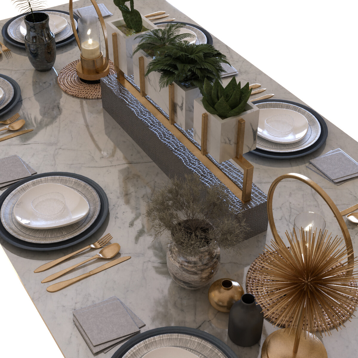 ArtStation - dining table set 010 | Resources
