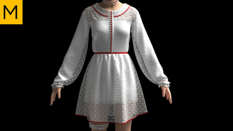 Womens clothing. Marvelous Designer, Clo3d project + OBJ/FBX files. Standard avatar MD&CLO.(8)