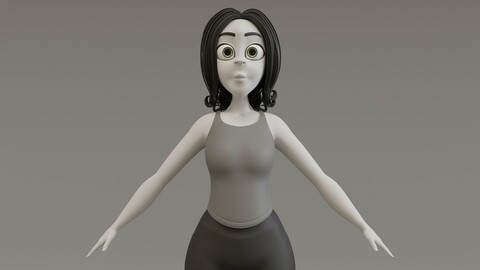 Girl Character Cartoon 3D model