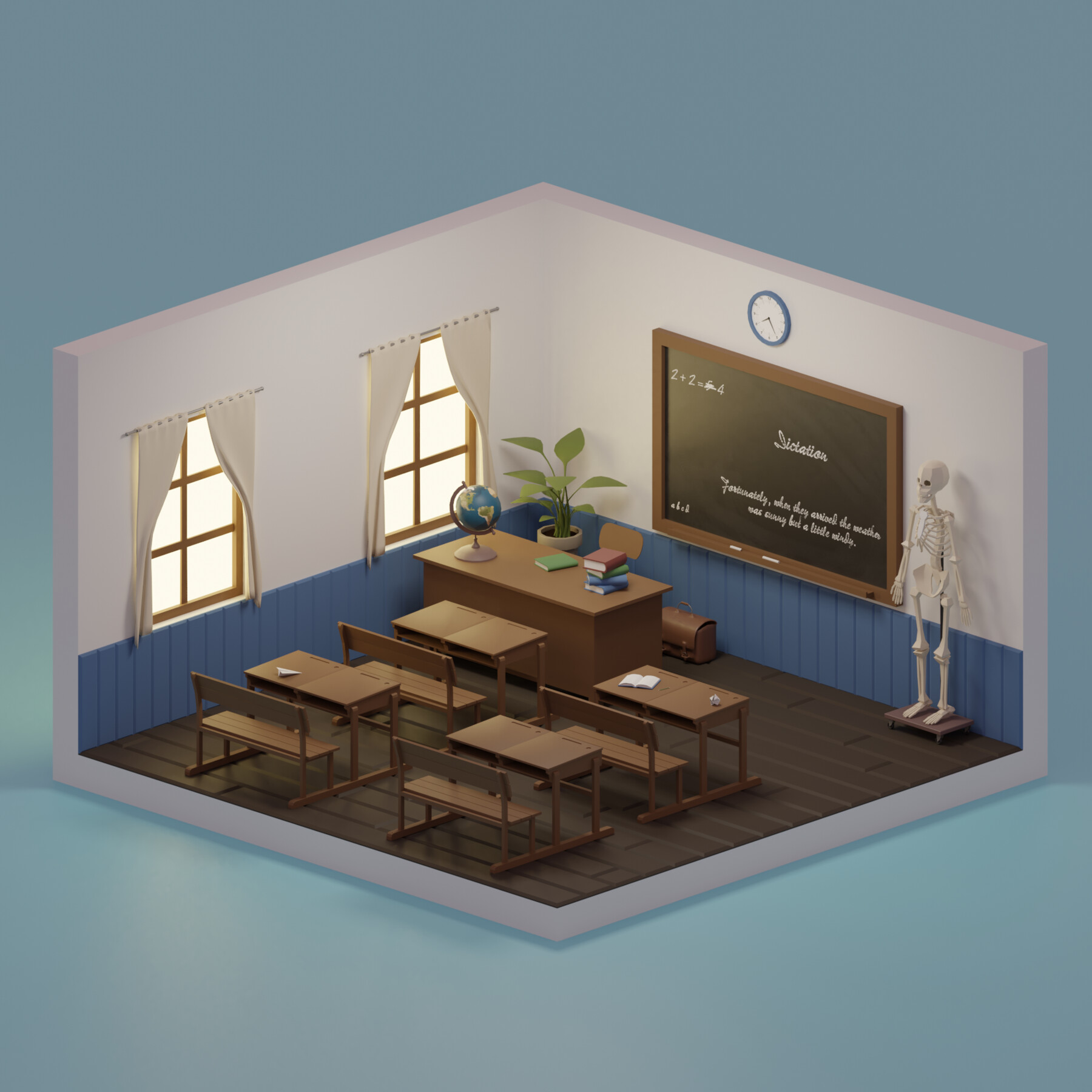 Class 3 d. Blender Classroom. Office 3d model. Classroom 3d.