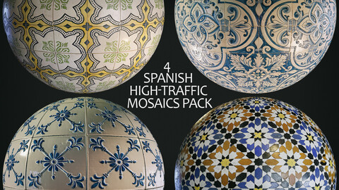 PBR - TILES, CERAMIC , MOSAIC - FOUR 4K MATERIALS PACK