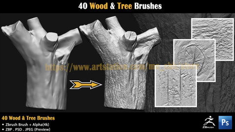 40 Wood & Tree Brushes