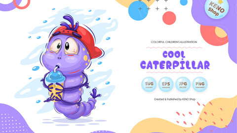 Cool cartoon caterpillar