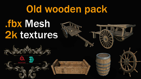 Wood Pack + Textures Cart+ Barrel + Groove + Rudder