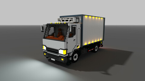 Voxel Truck with refrigerator 3D model